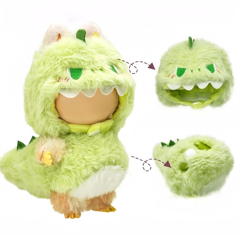 Jrelecs Dinosaur Costume Clothes for Labubu 17cm67inches Doll2 Piece Set Hat ClothingBoys and Girls Stylish Adorable Dolls Clothes Accessories Doll Not Included - Image 2