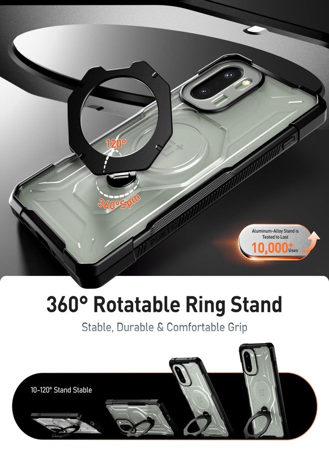 Poetic for OnePlus 15R Case, | Military Grade Drop Proof Protection Cover | 360° Rotate Magnetic Ring Kickstand | Tempered Glass Screen Protector | Translucent Matte Phone Case | Black/Clear - Image 3