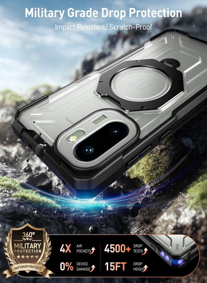 Poetic for OnePlus 15R Case, | Military Grade Drop Proof Protection Cover | 360° Rotate Magnetic Ring Kickstand | Tempered Glass Screen Protector | Translucent Matte Phone Case | Black/Clear - Image 5