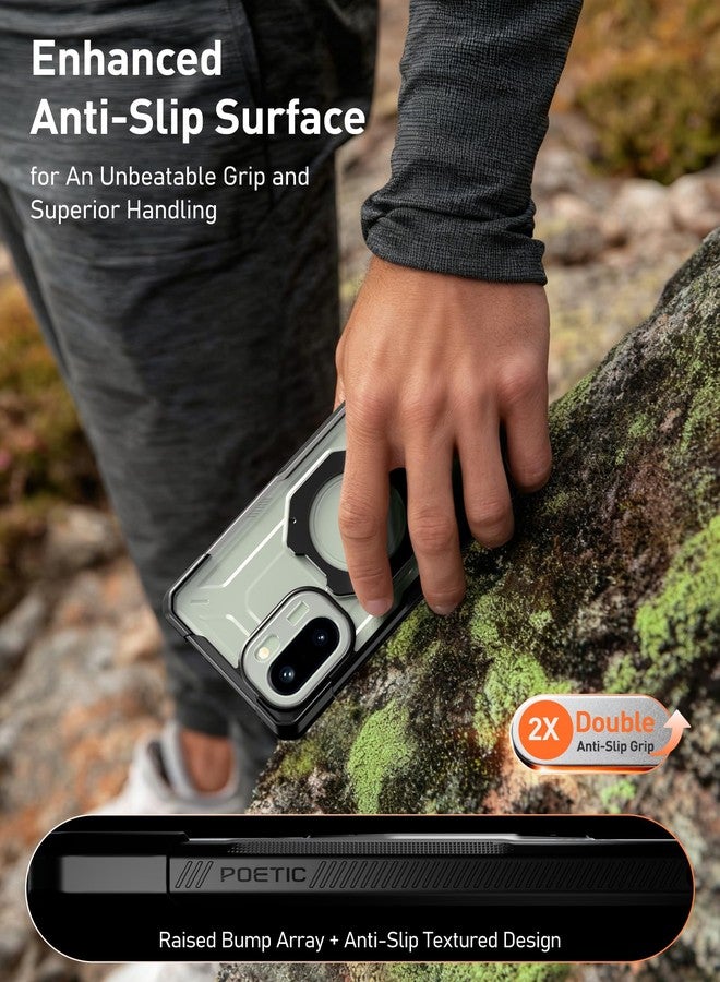 Poetic for OnePlus 15R Case, | Military Grade Drop Proof Protection Cover | 360° Rotate Magnetic Ring Kickstand | Tempered Glass Screen Protector | Translucent Matte Phone Case | Black/Clear - Image 4