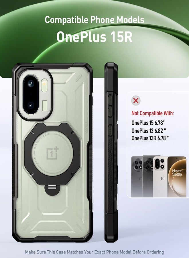 Poetic for OnePlus 15R Case, | Military Grade Drop Proof Protection Cover | 360° Rotate Magnetic Ring Kickstand | Tempered Glass Screen Protector | Translucent Matte Phone Case | Black/Clear - Image 2