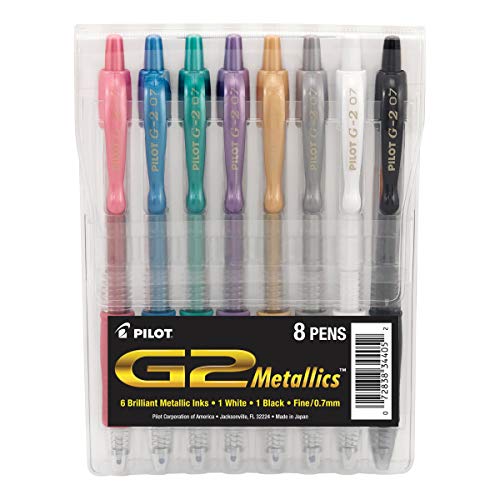 Pilot G2 Premium Metallics Gel Pens, Gel Roller Pens, Fine Point 0.7 mm Assorted Colors Pack of 8 - Image 1