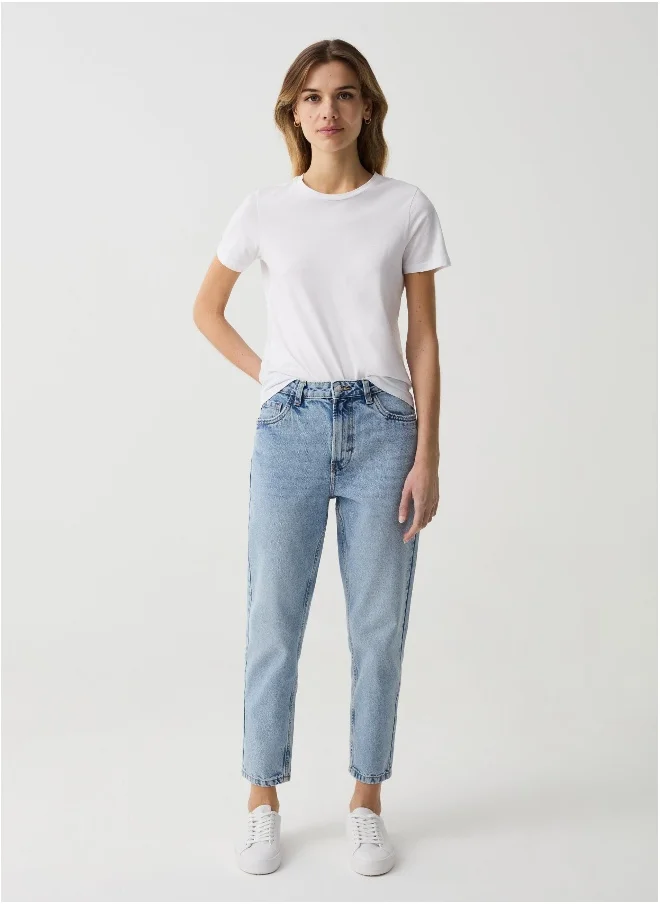 او في اس Mum-fit crop jeans