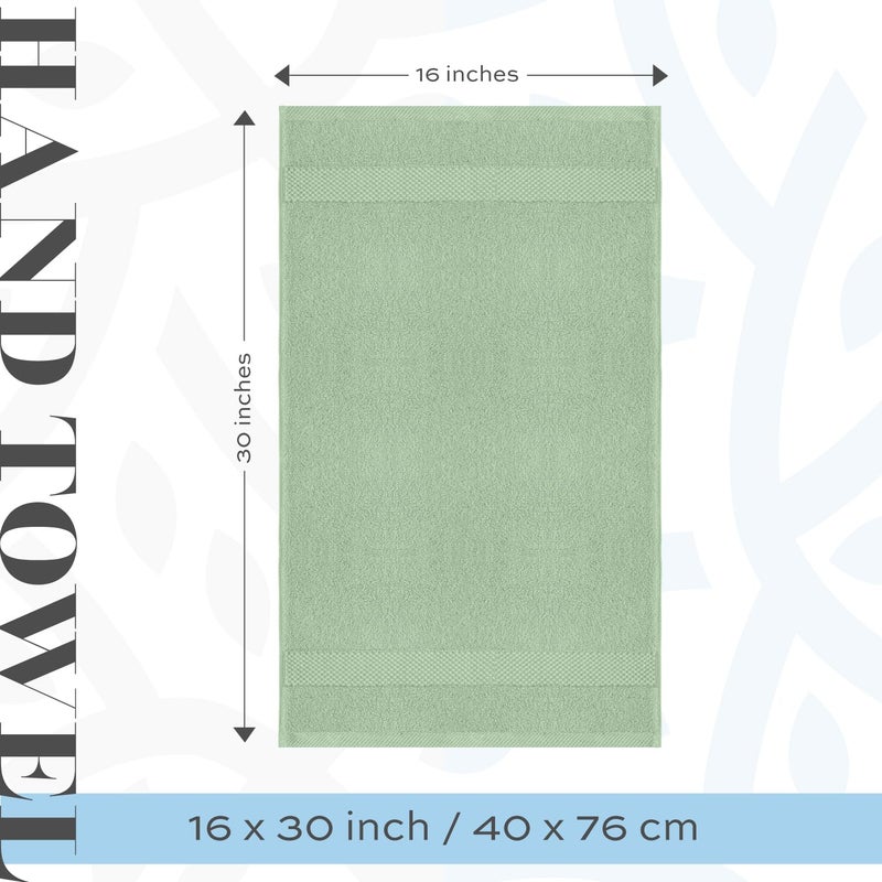 White Classic Luxury Hand Towels for Bathroom-Hotel-Spa-Kitchen-Set - Circlet Egyptian Cotton - 16x30 Inches - Set of 6 (Lt-Green) - Image 4