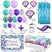 SNLN 139Pcs Mermaid Birthday Party Decorations Supplies for Girl Kid Mermaid Balloon Arch Backdrop Tablecloth Fringe Curtain Tail Shell Star Foil Balloon Princess Themed Mermaids Party Decoration - Image 4