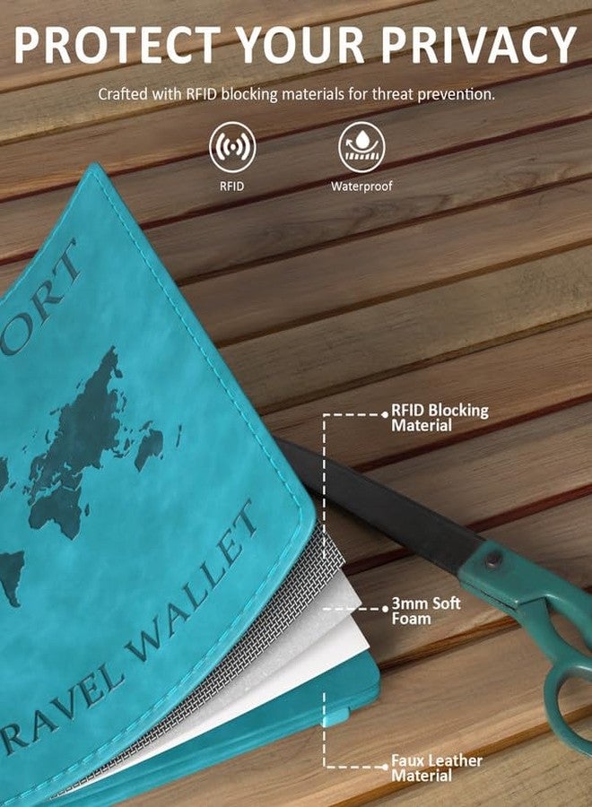 فيدوس حافظة جواز سفر فاخرة من الجلد الصناعي من فيدوس للرجال والنساء، غطاء جواز سفر، محفظة مع بطاقة ائتمان/خصم، منظم ملحقات وثائق السفر المحمي بتقنية RFID. - Image 4