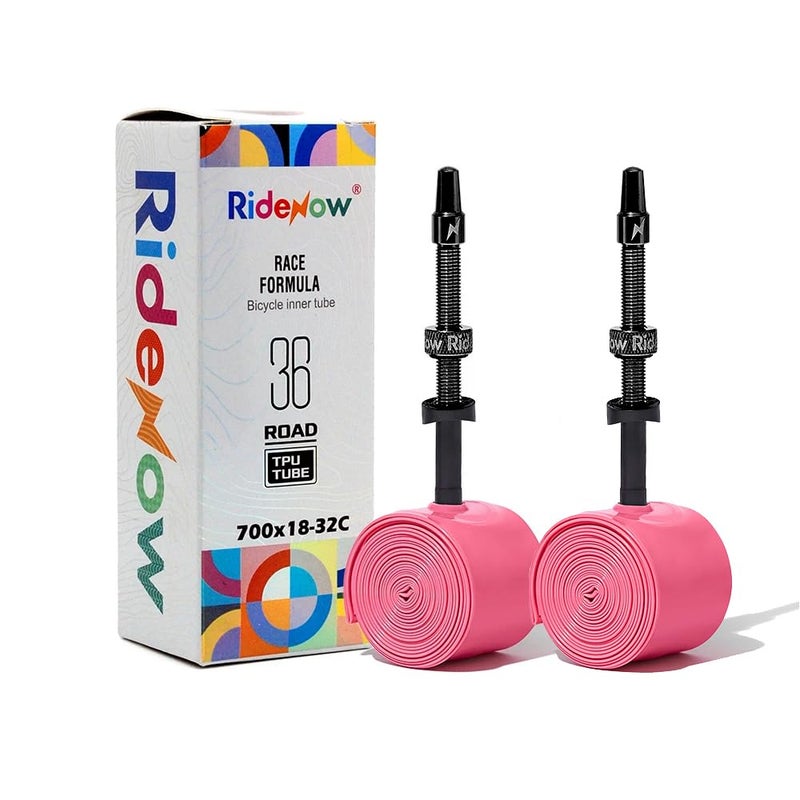 Bibike 2 Pack Ridenow TPU Tubes 700x18-32C/32-47C with Metal Presta Valve, Removable Valve Core - Image 1