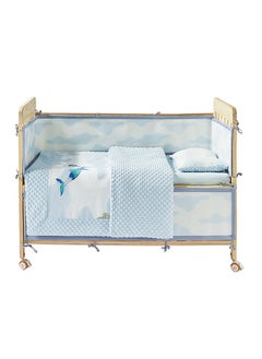 Babycare Babycare - Baby Bedding Set, Kesley Whale Blue, 3 Pcs (Fitted Sheet 120×65 cm, Long Bed Guard 250×29 cm, Short Bed Guard 120×29 cm), Soft Cotton, BPA-Free, Non-Toxic, Breathable Fabric, Gentle on Baby Skin, Durable, Easy to Wash, Safe for Cribs, Cushioned Protection, Stylish Design, Comfortable Sleep Support, Ideal for Nursery Setup  - Image 1
