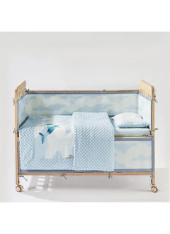 Babycare Babycare - Baby Bedding Set, Kesley Whale Blue, 3 Pcs (Fitted Sheet 120×65 cm, Long Bed Guard 250×29 cm, Short Bed Guard 120×29 cm), Soft Cotton, BPA-Free, Non-Toxic, Breathable Fabric, Gentle on Baby Skin, Durable, Easy to Wash, Safe for Cribs, Cushioned Protection, Stylish Design, Comfortable Sleep Support, Ideal for Nursery Setup  - Image 3