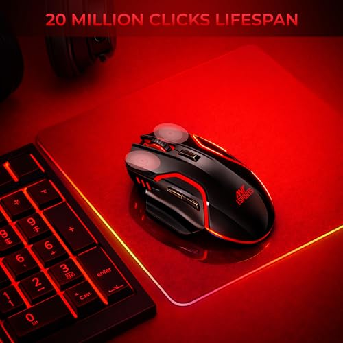 Ant Esports GM320 Pro Wireless Gaming Mouse RGB Backlit 3200 DPI Optical Sensor 2.4GHz USB Receiver Type-C Rechargeable Battery 8 Pre-Defined Buttons Ergonomic Lightweight Mouse for PC Laptop_ Black - Image 2