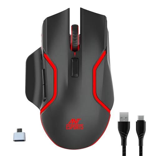 Ant Esports GM320 Pro Wireless Gaming Mouse RGB Backlit 3200 DPI Optical Sensor 2.4GHz USB Receiver Type-C Rechargeable Battery 8 Pre-Defined Buttons Ergonomic Lightweight Mouse for PC Laptop_ Black - Image 1