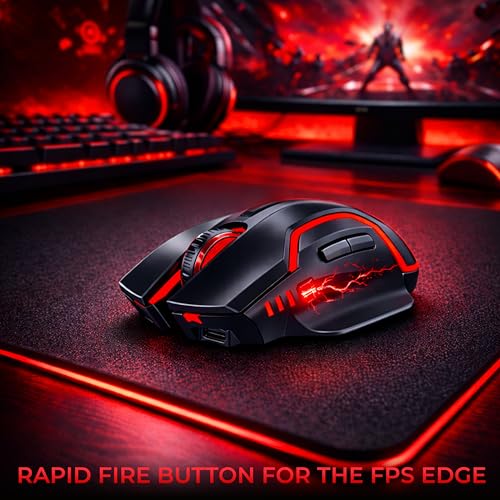 Ant Esports GM320 Pro Wireless Gaming Mouse RGB Backlit 3200 DPI Optical Sensor 2.4GHz USB Receiver Type-C Rechargeable Battery 8 Pre-Defined Buttons Ergonomic Lightweight Mouse for PC Laptop_ Black - Image 4
