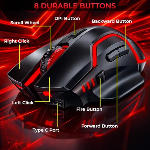 Ant Esports GM320 Pro Wireless Gaming Mouse RGB Backlit 3200 DPI Optical Sensor 2.4GHz USB Receiver Type-C Rechargeable Battery 8 Pre-Defined Buttons Ergonomic Lightweight Mouse for PC Laptop_ Black - Image 3