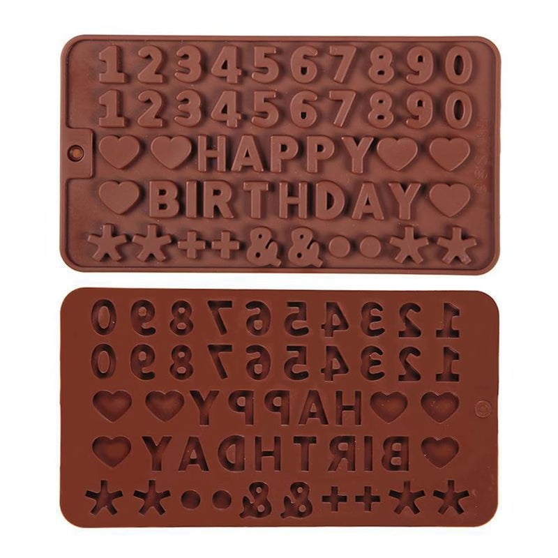 Yumatouch 2 Pieces Letters Numbers Chocolate Mould Set Silicone Happy Birthday Symbols Moulds Silicone Chocolate Molds for Birthday Cake Decoration Baking DIY - Image 3