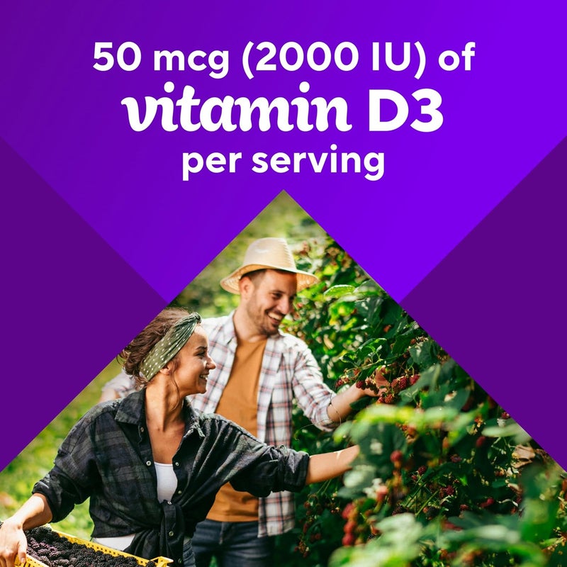 vitafusion Vitamin D3 Gummies Bone and Immune Support Peach Blackberry Strawberry Flavored 50 mcg D3 Gummy Vitamin Supplement 75 Day Supply 150 Count - Image 4