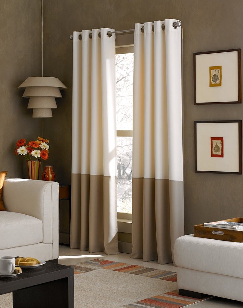 Curtainworks Kendall Color Block Grommet Curtain Panel, 120 inch, Ivory - Image 1