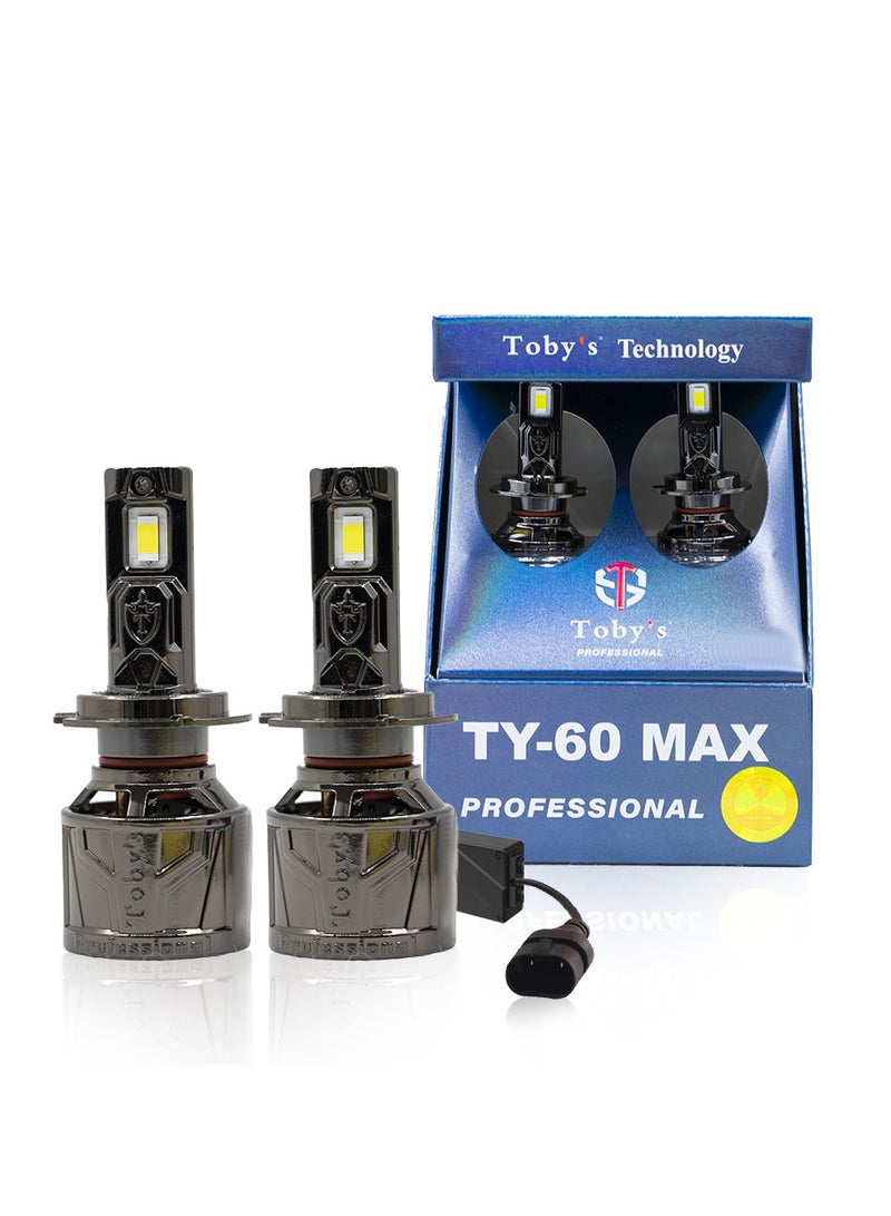 Toby's TY60 MAX 9006 2 Pieces 60Watts Car LED Headlight Bulbs Original 120W/Pair Power 12000 Lumens/pair With Color Temperature 6500K - Image 1