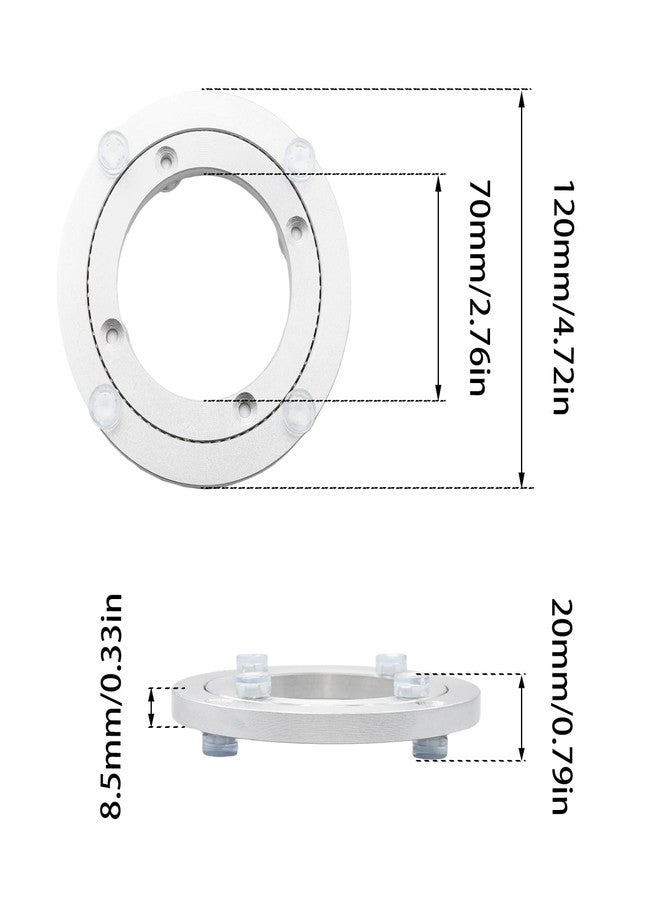 Adyoney 4Pcs 120mm / 4.72" Aluminum Alloy Lazy Susan Turntable Bearings, 4" Round Rotating Bearing Turntable Base(Base Only), for Kitchen Storage, Corner Shelves, Book Rack - Image 2