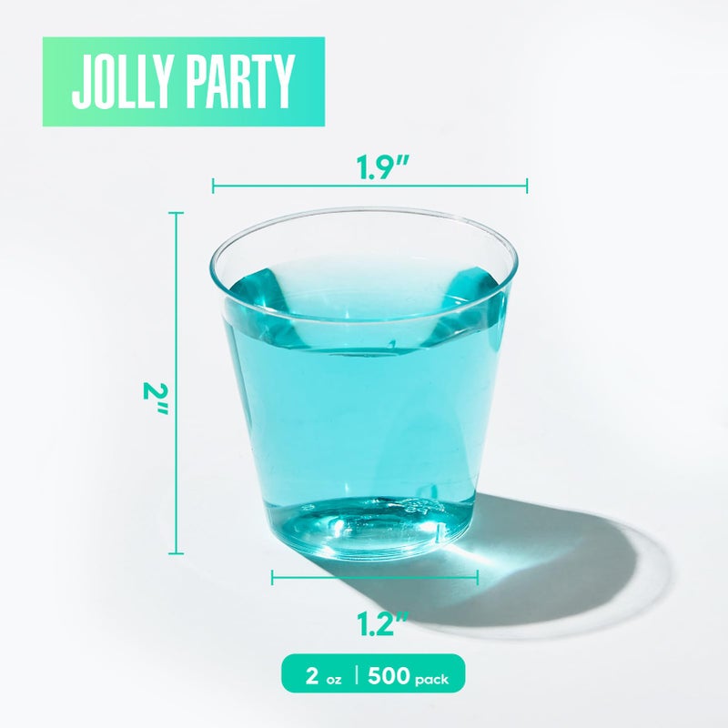 JOLLY PARTY 2 OZ 500 Pack Plastic Shot Glasses  Disposable Cups  Wine Tasting Cups  Small Plastic Tumbler for Whiskey  Wine Tasting  Food Samples  Perfect for Halloween  Thanksgiving  Christmas Party - Image 2