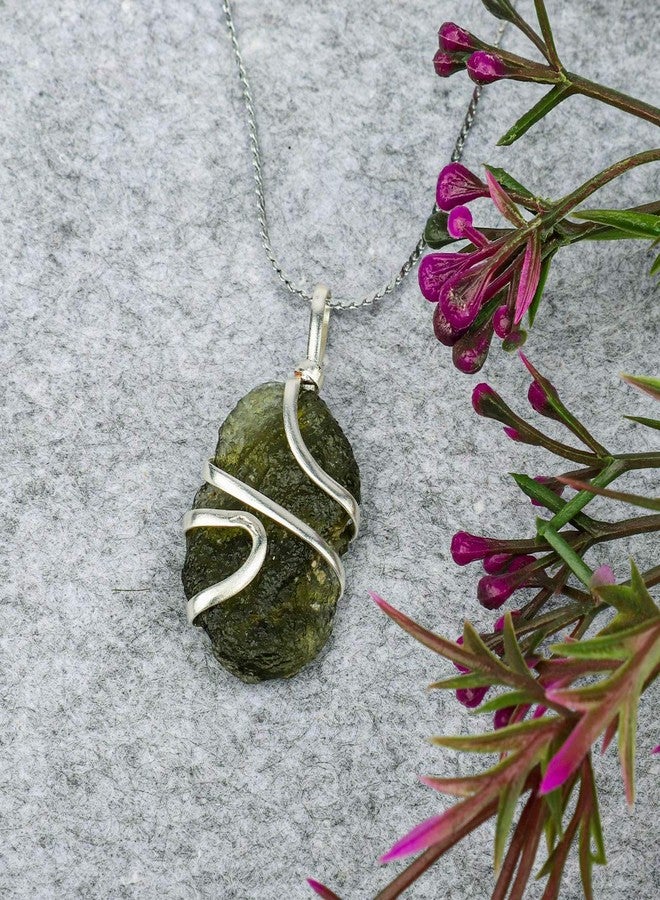 Crystal Vibe Store Crystal Vibe Moldavite Necklace Real for Women Men Healing Crystal with Silver Chain Green Natural Energy Gemstone Pendant for Protection and Healing - Image 5