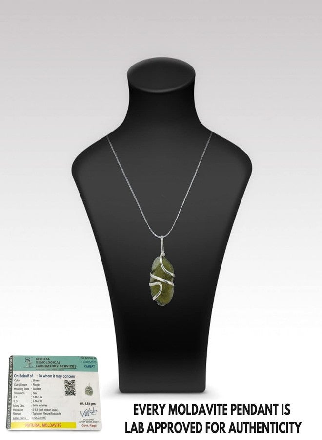 Crystal Vibe Store Crystal Vibe Moldavite Necklace Real for Women Men Healing Crystal with Silver Chain Green Natural Energy Gemstone Pendant for Protection and Healing - Image 2