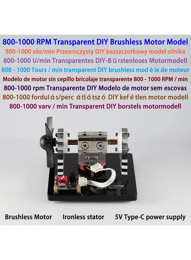 Transparent Hall Effect Brushless Motor Model Kit With Fan Blades 800 1000 RPM DIY Educational Display - Image 5