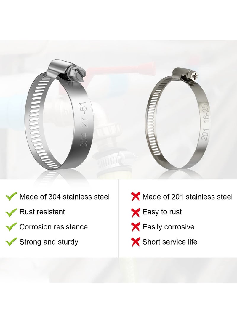 SANMUGEED 20 Pcs Hose Clips Set, Adjustable 6-51mm Range Hose Clamps 304 Stainless Steel Clips Hose Assorted, Pipe Clamps Hose Pipe Clips Small (6-12mm, 13-19mm, 16-25mm, 21-38mm, 27-51mm) - Image 2