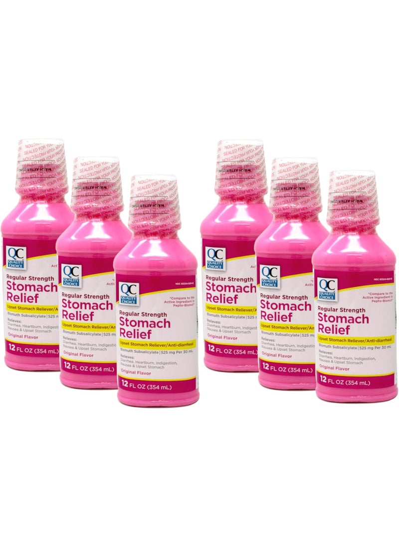 Quality Choice Quality Choice Stomach Relief, Regular Strength, Upset Stomach Reliever/Anti-Diarrheal, Original Flavor, 12 fl oz (Pack of 6) 