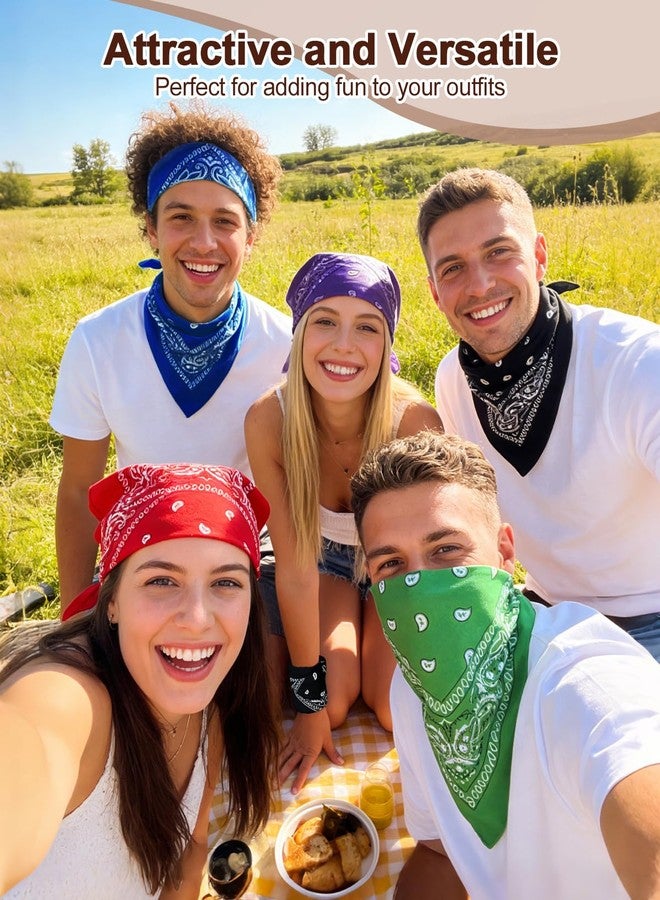 Babelshar 12 PCS Multicolored Bandana for Men and Women, 22''X22'' Cotton Paisley Cowboy Hair Bandana Scraf Bulk, Multi-Purpose HeadScraf NeckerScraf Handkerchief Variety Pack - Image 3