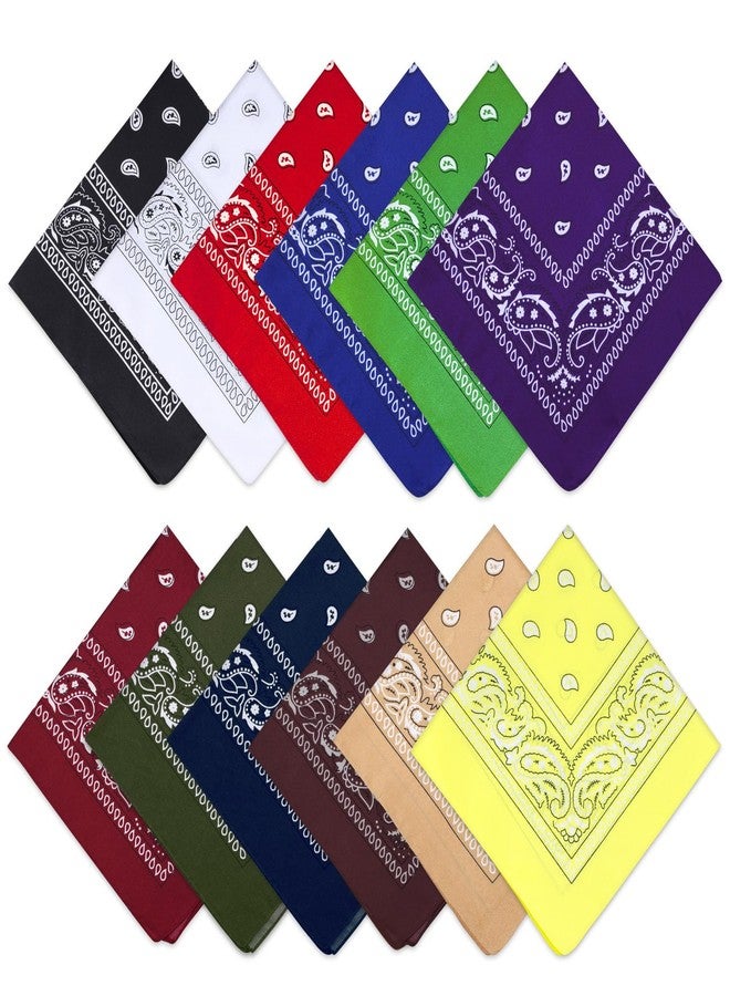 Babelshar 12 PCS Multicolored Bandana for Men and Women, 22''X22'' Cotton Paisley Cowboy Hair Bandana Scraf Bulk, Multi-Purpose HeadScraf NeckerScraf Handkerchief Variety Pack - Image 1