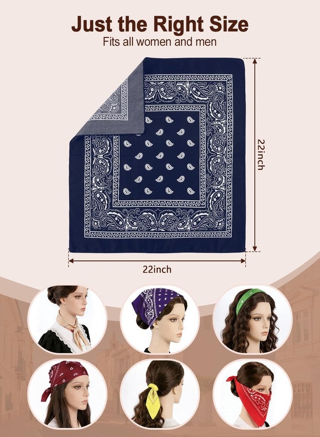 Babelshar 12 PCS Multicolored Bandana for Men and Women, 22''X22'' Cotton Paisley Cowboy Hair Bandana Scraf Bulk, Multi-Purpose HeadScraf NeckerScraf Handkerchief Variety Pack - Image 2