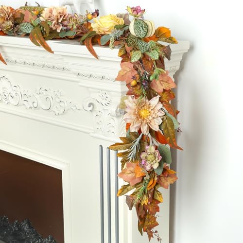 Ghrdopy Fall Garland, 6 FT Pumpkin Garlands, Fall Leaves Garland for Table Centerpiece Door Window Fireplace Home Indoor Outdoor Fall Decorations - Image 2