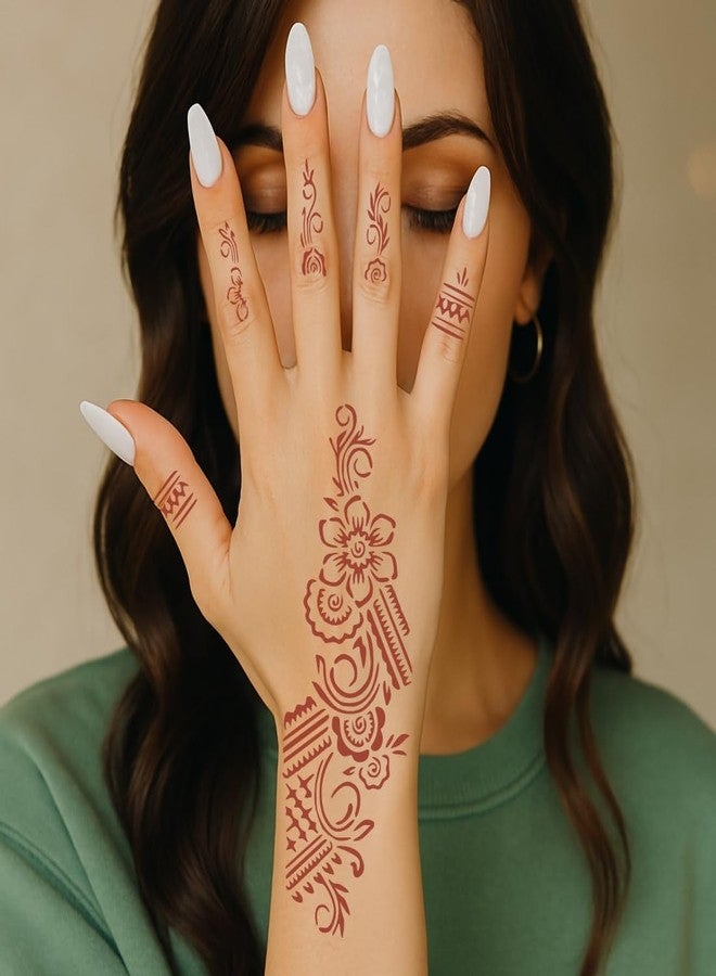 VANVATI Easy Floral Mehndi Stencil Sticker for Quick Festive Finger Palm Look - Image 4