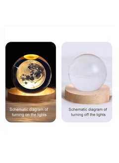 Generic YLSZHY 3D Solar System Crystal Balls Night Light, Table Lamp with Wooden Base,  Birthday Gift, Home Bedroom Bedside Office Decoration(#3)  - Image 2