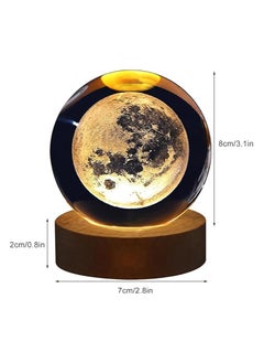 Generic YLSZHY 3D Solar System Crystal Balls Night Light, Table Lamp with Wooden Base,  Birthday Gift, Home Bedroom Bedside Office Decoration(#3)  - Image 3