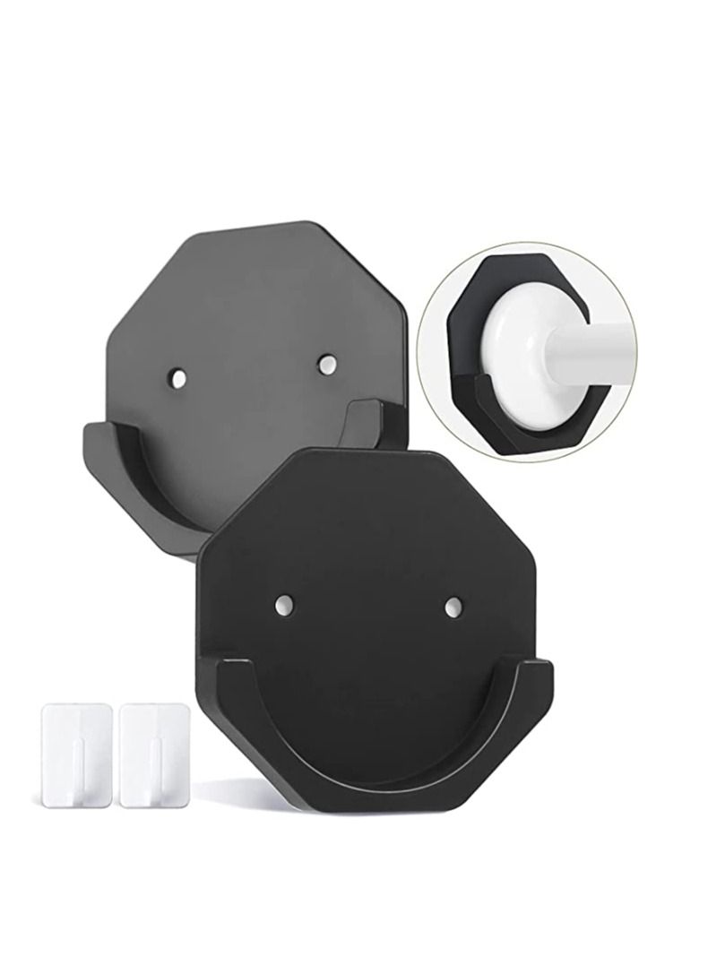 Y&D Shower Curtain Rod Holder 2PCS, Adhesive Wall Mount for Wall/Bathroom, No Drilling/Stick On/Black, Easy to Install and Persistent Viscous (Shower Not Included)