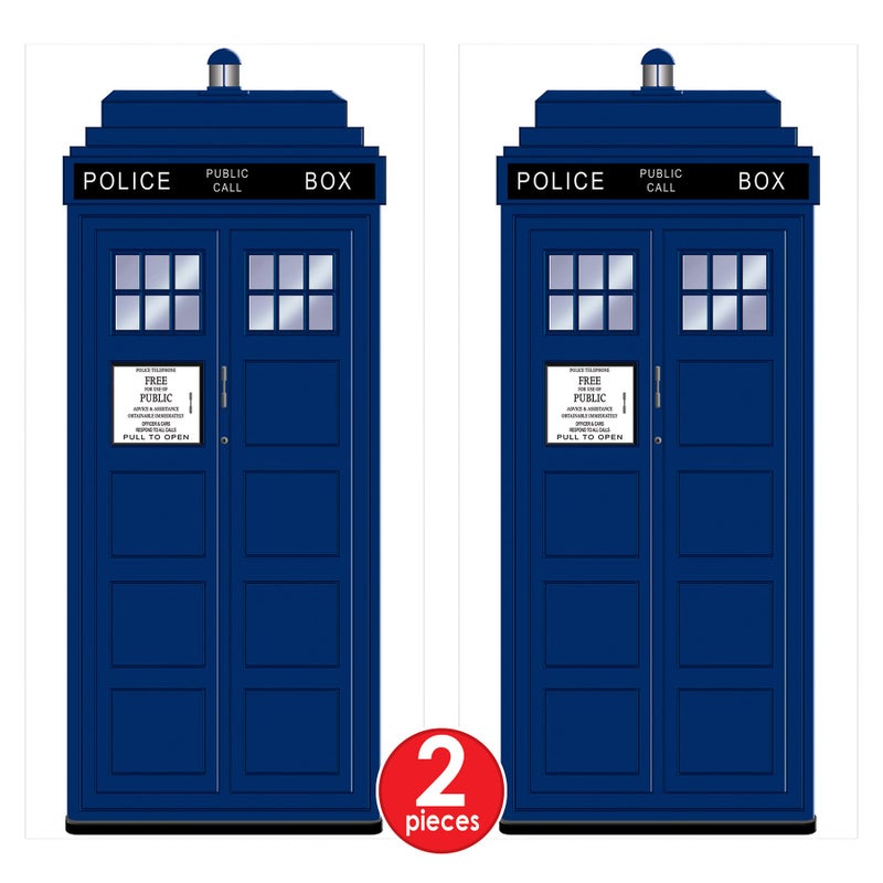 Beistle Plastic Blue Police Call Box Door Covers, 6' x 30", Set of 2 - British Themed Party Supplies, Crime Scene Decorations, Law Enforcement Policeman Wall Prop - Image 4