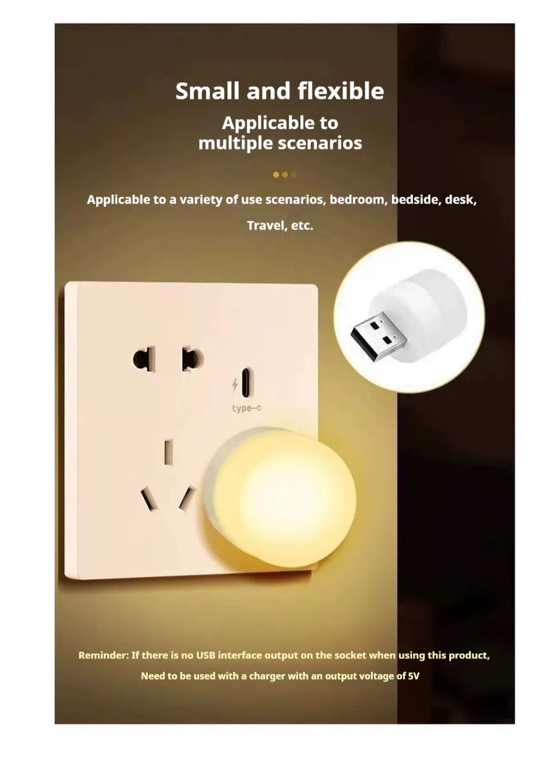 8 warm eye friendly mini USB night lights (4 white lights+4 warm lights) for reading, plugged into a computer or portable power bank - Image 4