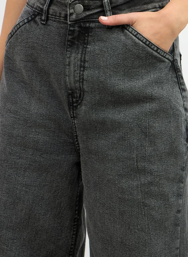 Styli Mid Rise Light Wash Wide Leg Jeans