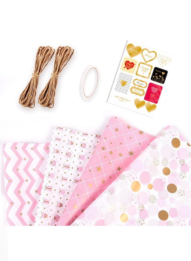 Zeemey 4 Sheets Gift Wrapping Paper With Accessories,Holiday Gift Wrapping Paper,Birthday Gift Box Gift Wrapping DIY, Gift Wrapping Paper for Birthday, Holiday, Wedding, Party,Kids Gift Wrapping (70cmX50cm)  - Image 1
