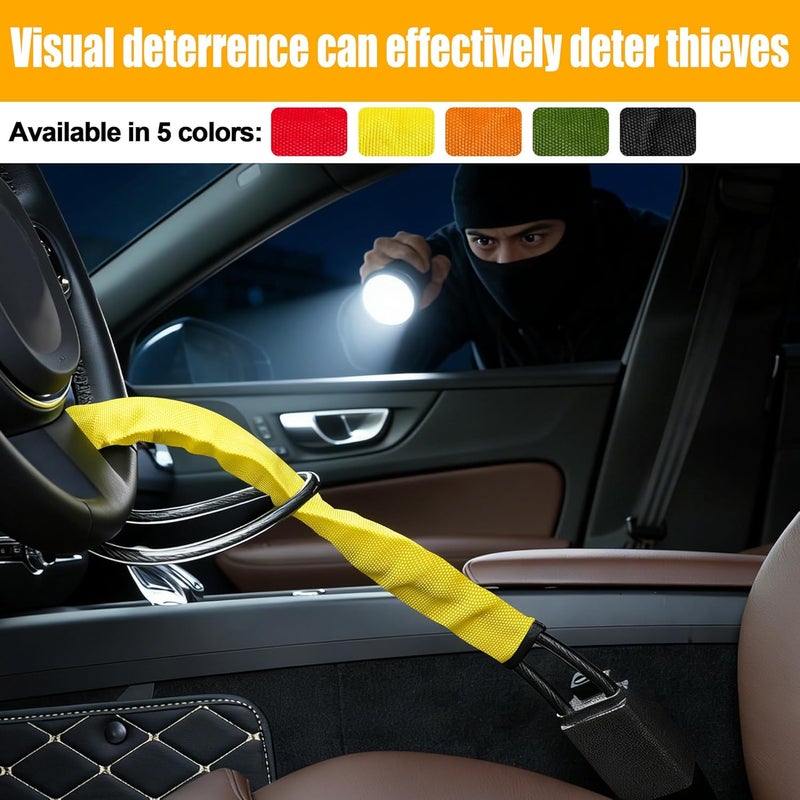 Turnart Steering Wheel Lock - Universal Fit for Cars, Trucks, SUVs, and Vans with 3 Keys (Yellow/Black) - Image 3