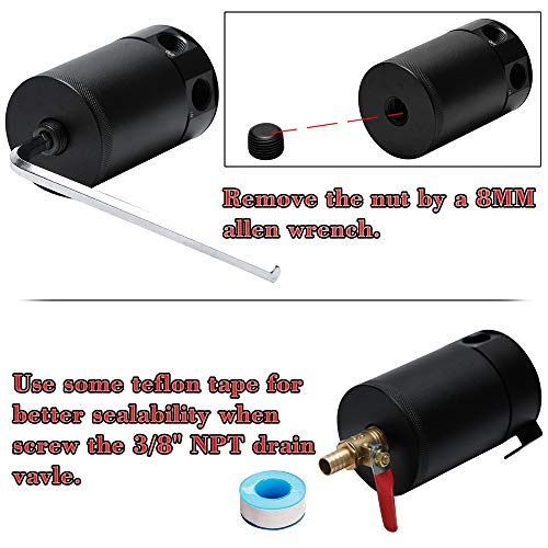 PQY Baffled Oil Catch Can Kit Universal 2 Port Aluminum Oil Separator Reservoir Tank with Drain Valve - Image 5