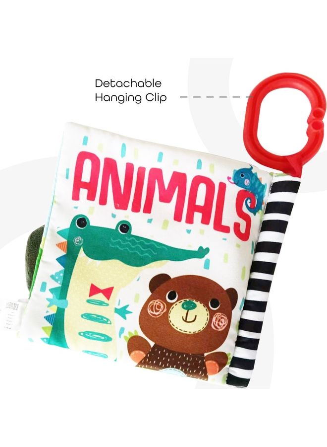Moon Educational Toy Animal Cloth Book With Detachable Clip For Baby 14.5 X 16 X 2cm - Image 2