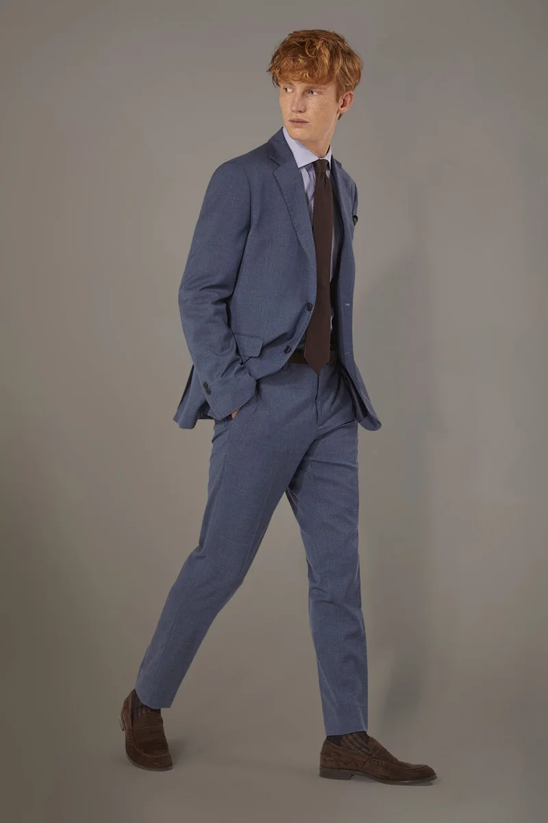 Regular fit single-breasted suit in grisaille fabric - Avion