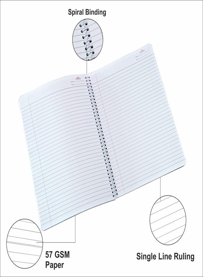 Freemind Spiral Single Line Notebooks, Pack of 6 - Futuristic Brain Design, Beach Scene, and Floral Pattern - Image 3