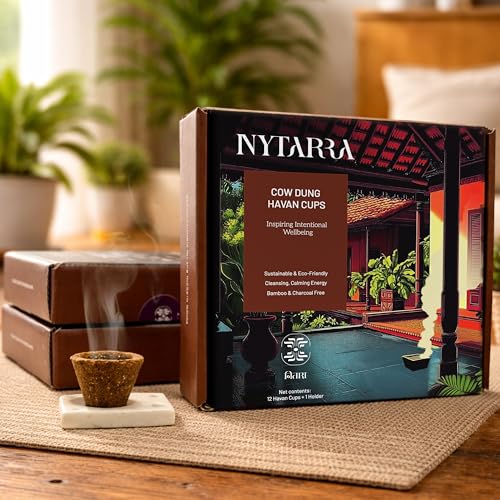 Nytarra Havan Cups - 36 pcs | No Charcoal | Premium Havan Cups Made with Herbs, Jatamansi, Ashwagandha, Guggal, Loban | Best for Pooja, Havan & Daily Rituals | 3 Holders Included - Image 1