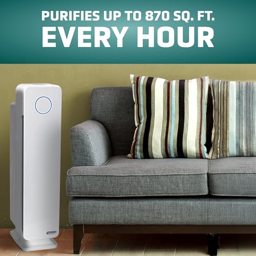 GermGuardian Air Purifier for Home with HEPA Pure Filter, for Wildfire Smoke, Pet Dander, Pollen, Odors, Large Rooms Up To 870 Sq. Ft., Removes 99.97% Pollutants, UV-C Light, 28", AC5350W, White - Image 4