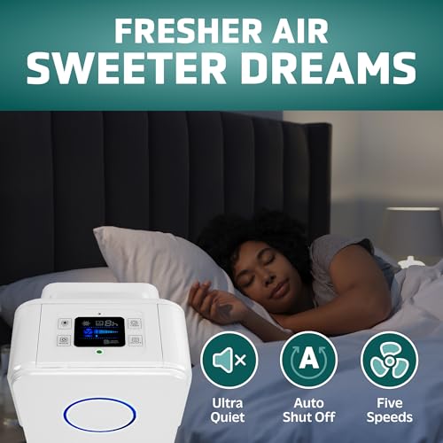 GermGuardian Air Purifier for Home with HEPA Pure Filter, for Wildfire Smoke, Pet Dander, Pollen, Odors, Large Rooms Up To 870 Sq. Ft., Removes 99.97% Pollutants, UV-C Light, 28", AC5350W, White - Image 5