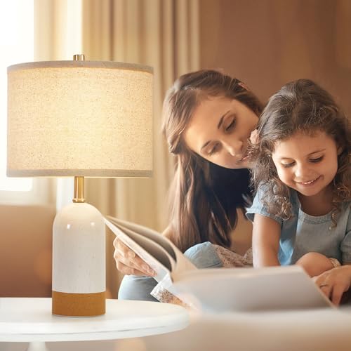 GyroVu Small Table Lamps Set of 2, Bedside Lamp for Bedroom, 21.5" Nightstand Ceramic Desk Lamp for Kids Room, Living Room, Dorm, Reading, Home Office, Bulbs Included - Image 5