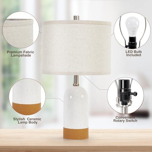 GyroVu Small Table Lamps Set of 2, Bedside Lamp for Bedroom, 21.5" Nightstand Ceramic Desk Lamp for Kids Room, Living Room, Dorm, Reading, Home Office, Bulbs Included - Image 3